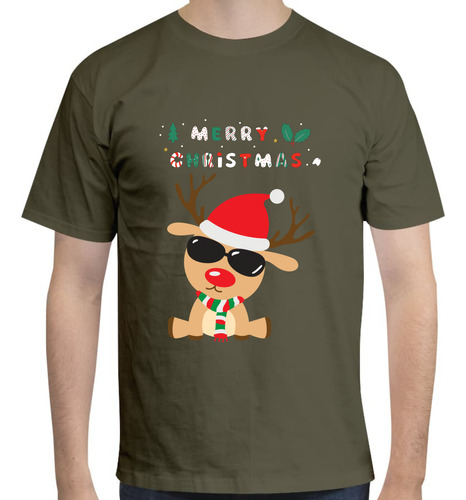 Playera Diseño Reno De Navidad - Reno Con Lentes - Diciembre