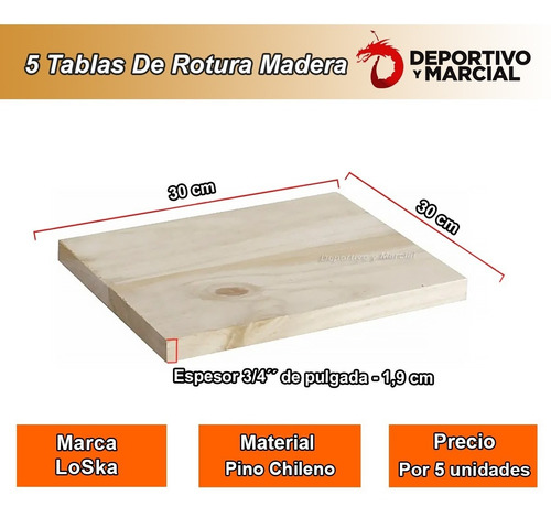 Imagen 2 de 8 de 5 Tablas Rotura Madera 3/4´´ 30x30 Pino Chileno Tkd