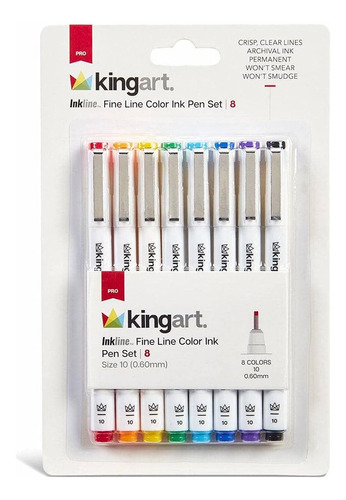 Kingart 433-8 Pro Inkline Color Micro Line & Precision Pens,