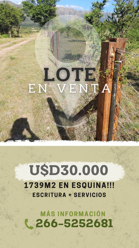 Lote De 1739,49m2 En Cortaderas, San Luis