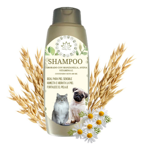 Shampoo Organic Anti Pulgas Avena Piel Sencible Mascota Pug 