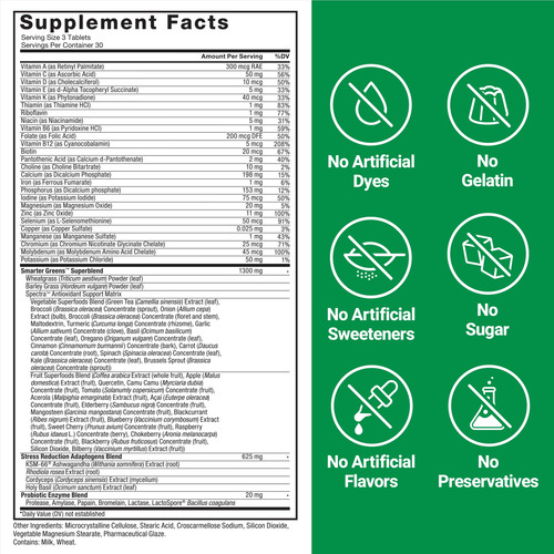 Suplemento Force Factor Smarter Greens 90 Comprimidos