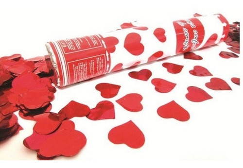 5 Lança Confete Coração Vermelho