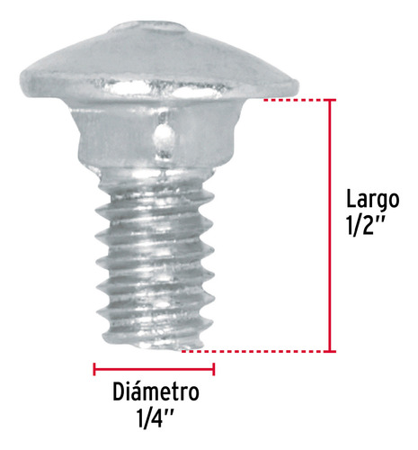 Tornillo Tipo Coche 1/4 X1/2´ Redondo Metal Auto 150pz 44710