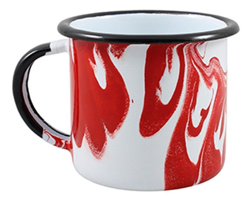 Caneca Esmaltada Marmorizada Vermelho Grande 370ml Ágata