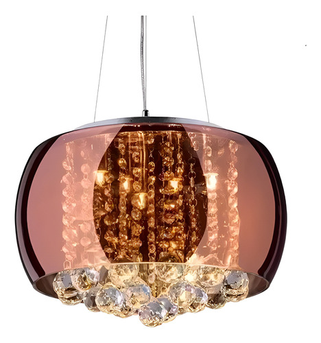 Lustre Pendente Plafon Bacia Cristal K9 Cobre 28 Cm