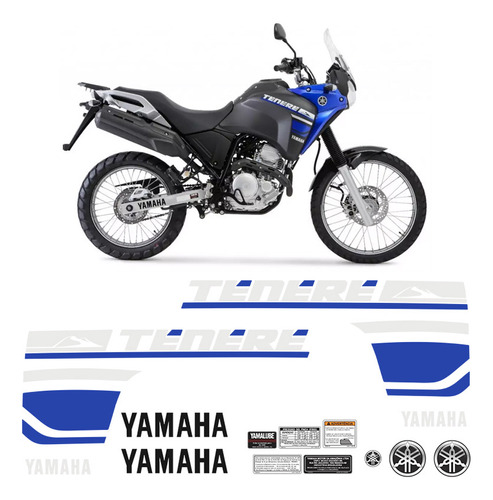 Adesivos Yamaha Tenere 250 2018 Faixa Azul Tanque + Emblemas