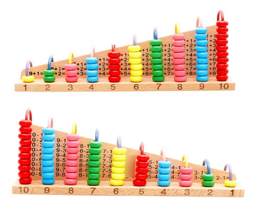 Abaco De 10 Columnas Didáctico En Escalera Madera Juego -301