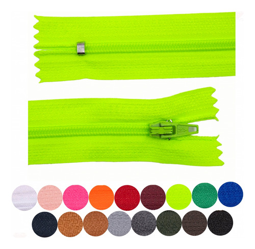 Ziper De Nylon Com 10 Unidades 20cm Comum - Várias Cores