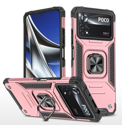 Funda Case Para Xiaomi Poco X4 Pro 5g Con Anillo + 2 Micas