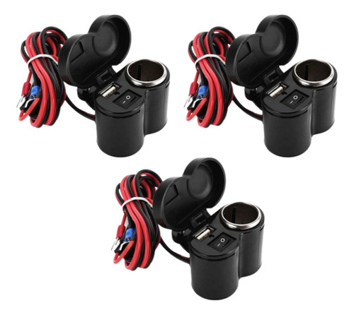 Kit 3 Carregador Moto Isqueiro Elétrico P/ Celular Portátil