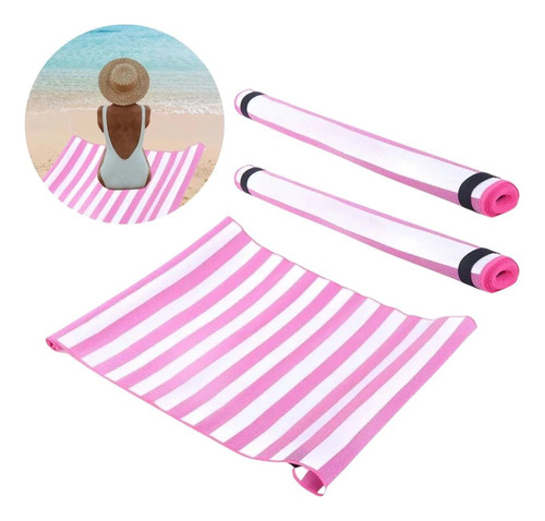 Kit De Duas Esteira De Praia Rolo Com Alça Bel Listrada Rosa