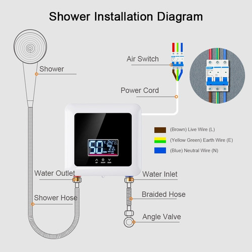 Calentador De Agua Instantáneo, 7500 W, Modo De Termostato