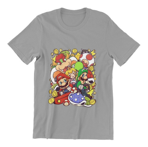 Polera Unisex Mario Bros Super Grupo Luigi Algodon Estampado