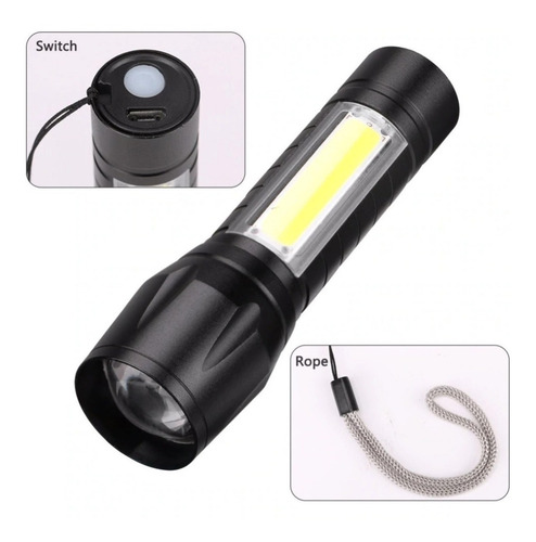 Imagen 3 de 6 de Lampara Linterna Tactica Militar Recargable Luz Led+estuche