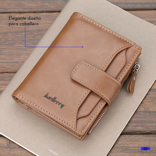Cartera De Cuero Con Monedero De Cierre Unisex