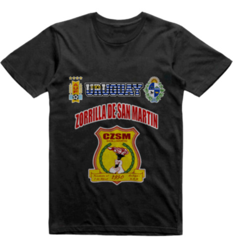 Remera Infantil Negra Uruguay Zorrilla San Martin Artigas