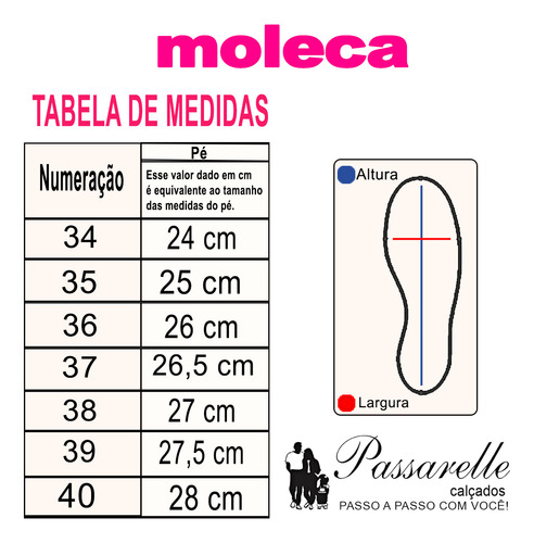 Papete Feminina Rasteira Moleca Calce Fácil Confortável Top