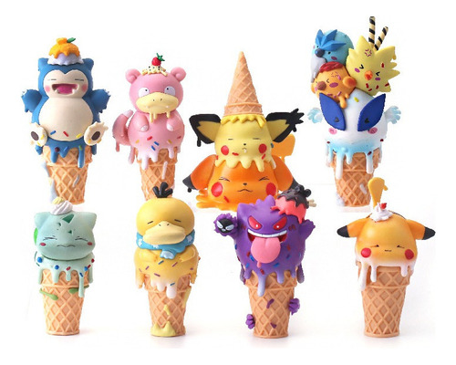 8 Piezas De Figuras De Anime Con Forma De Cono De Helado De