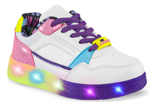 Tenis Con Luces Grosur Blanco-mora Para Niña Los Gomosos