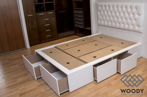 Cama Con Cajones Box Para Sommier Laqueada. 6 Cajones