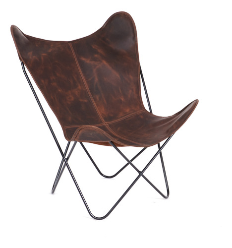 Sillón Bkf Marca Calma Chicha® Cuero Habano  Base Negra