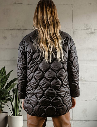 Campera Puffer Over Matelaseada Rombos. Moda Mujer. Oferta