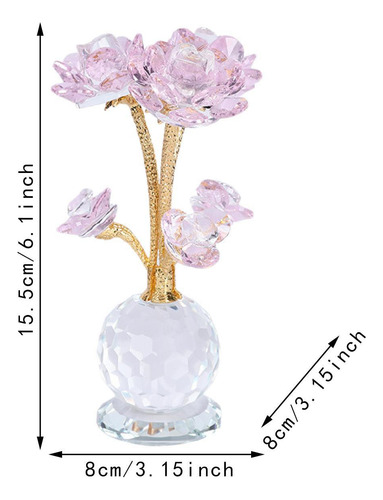 Lotus Flower Figurine Desk Ornamento De Arte De Vidrio Rosa