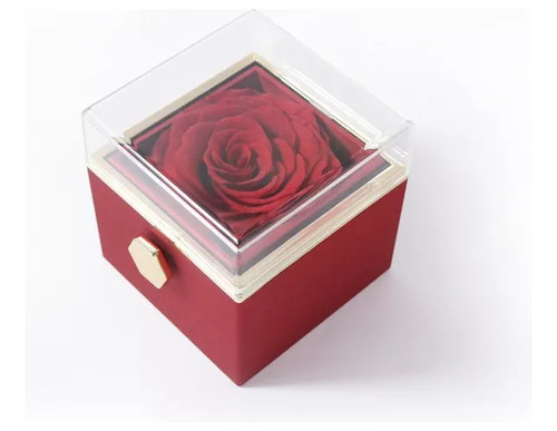 Caja De Anillos De Compromiso Con Propuesta Floral Giratoria