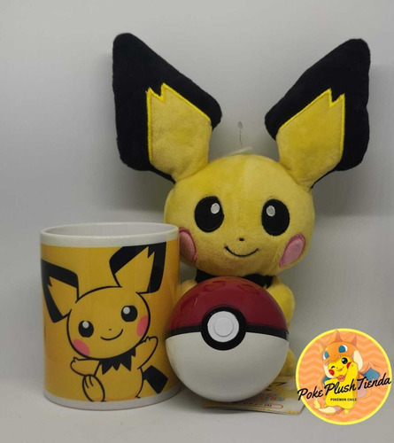 Imagen 1 de 5 de Pichu Peluche Pokémon Set Tazón Y Pokebola Nuevo Envíogratis