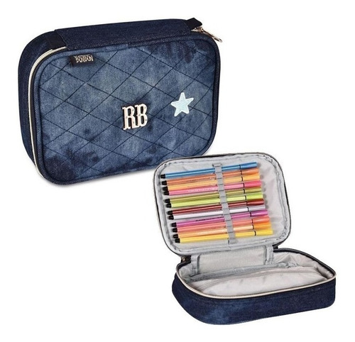 Imagem 8 de 8 de Kit Mochila Escolar Rebecca Bonbon Jeans Rb2055 + Estojo