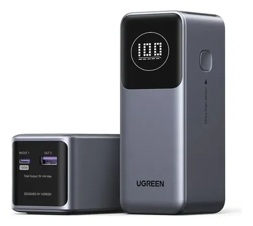 BateríaPortátilPowerBankUgreen12000mah100wGris
