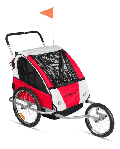 Remolque R20 Para Bicicleta 2en1 Carreola Ni os Rojo Gospel