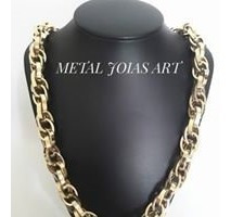 Corrente Baguete Duplo 90gr 12,5mm 65cm Ouro18k Nota Fiscal