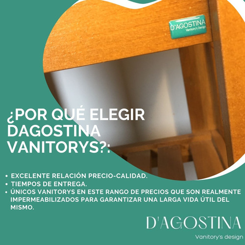 Imagen 2 de 9 de Vanitory Madera Maciza Apoyo Rustico 80 Puerta Vidrio Espejo