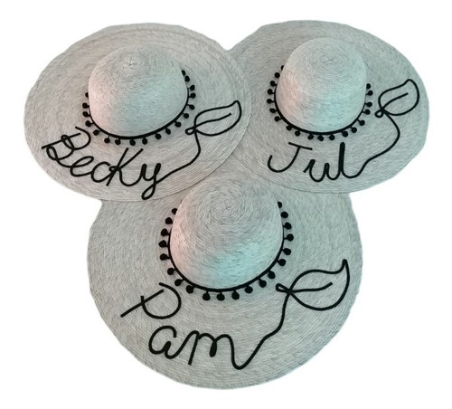 3 Sombreros De Palma Para Playa Personalizados De Mujer