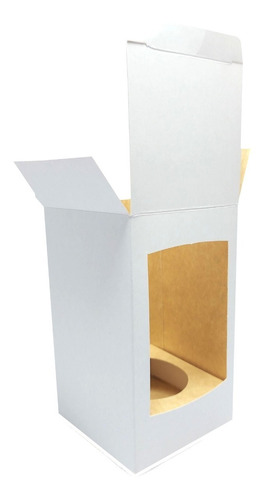 Caja P/ Vaso Vas4 Con Ventana Y Soporte X 10u Blanco Madera