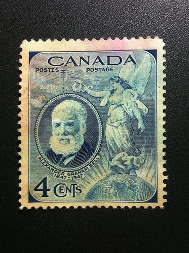 Timbre Postal Estampilla De Canadá 4¢ Graham Bell 1947