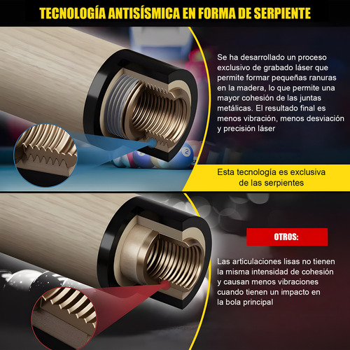 Taco De Billar Desarmable 145cm Regalo Funda + Guante + Tiza
