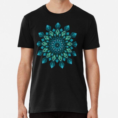 Remera Blue And Green Abstract Petal Points Pattern  Algodon