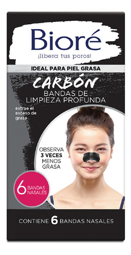 Biore Bandas Limpieza Profunda Carbón Natural 6un