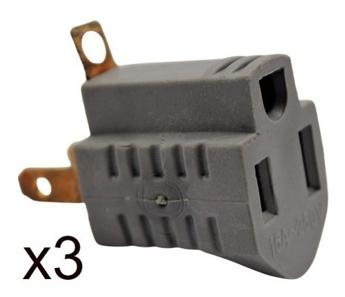 Adaptador Taladro Gris 3 A 2 Pines Convertidor Enchufe 3unid