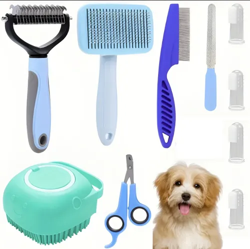 Juego de 10 Piezas de Cepillos de Aseo para Perros