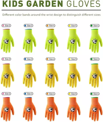 3 pares de guantes de jardinería para niños de 2 a 13 años guantes