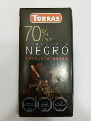 Chocolate Negro 70 % Cacao Sin Gluten Torras Xocolata Negra