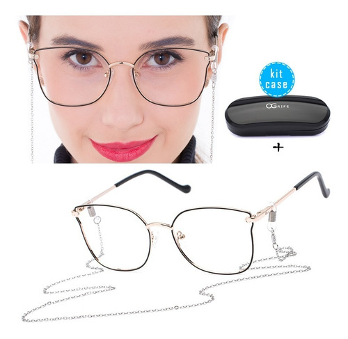 Armação Oculos Ogrife Og 1488-c Feminino Com Lente Sem Grau