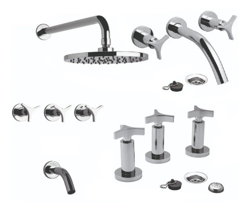 Imagen 1 de 3 de Griferia Baño Combo Triades Fv Ducha Lavatorio Pared Bidet
