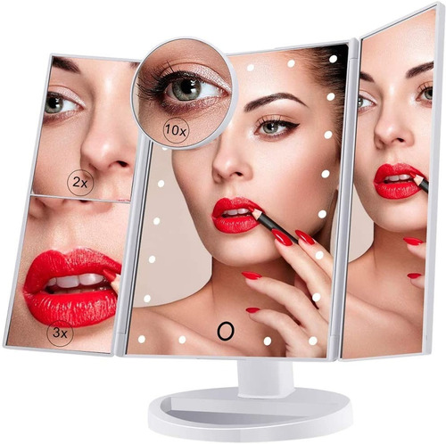 Espejo Maquillaje Con Luces Led - Aumento X1x2 X3 X10 - Gira