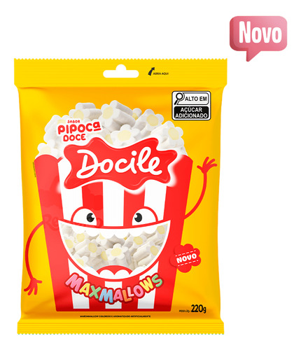 Marshmallows Pipoca Docile -kit 3 Pacotes De 220g