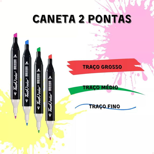 Kit 80 Canetas Permanentes Cores Vibrantes E Ponta Dupla